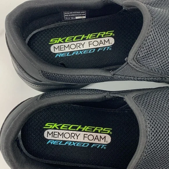 Skechers black mens slip on sneakers - Picture 6 of 11